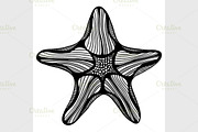 Black contour starfish illustration.