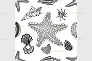 Seashells and starfish pattern