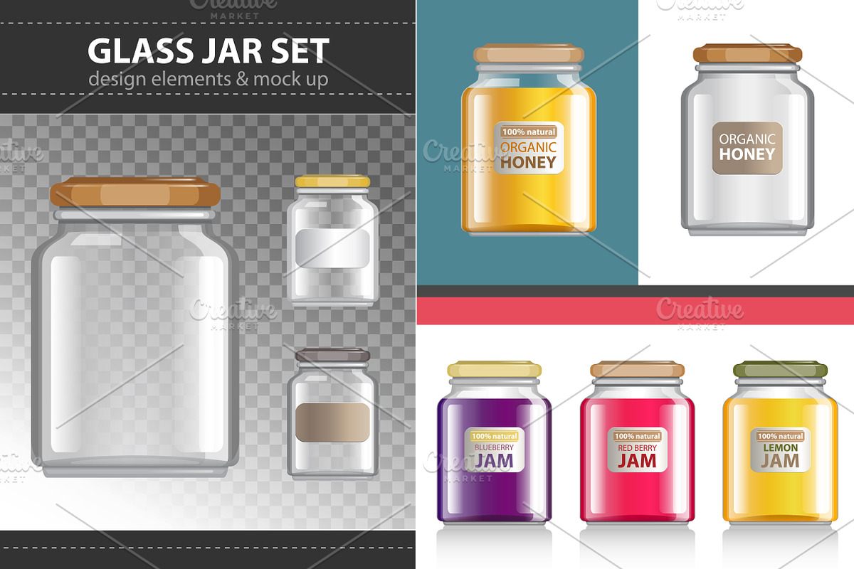 Transparent Glass Jar set in Objects - product preview 8