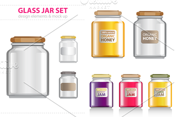Transparent Glass Jar set in Objects - product preview 1