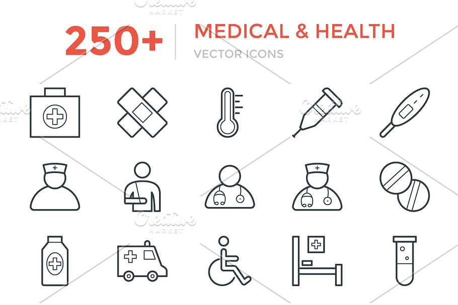 250+ Medical and Health Vector Icons