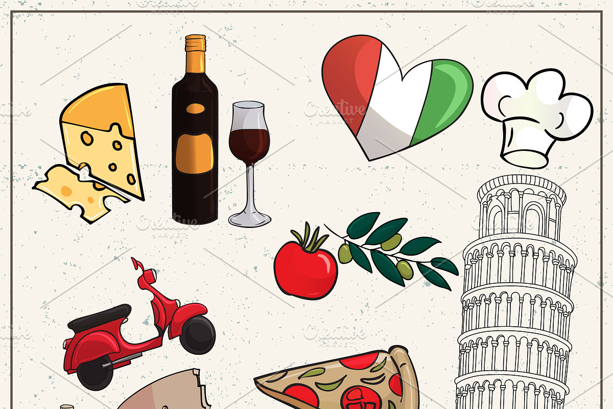 Love Italy set in Illustrations - product preview 8