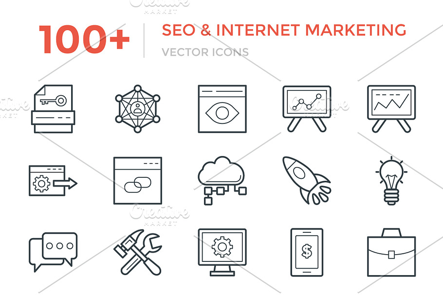 100+ SEO and Internet Marketing Icon