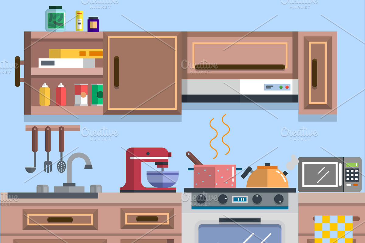 Kitchen interior  in Illustrations - product preview 8