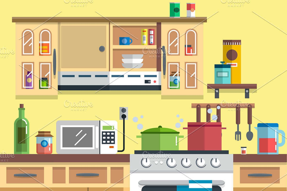Kitchen interior  in Illustrations - product preview 8