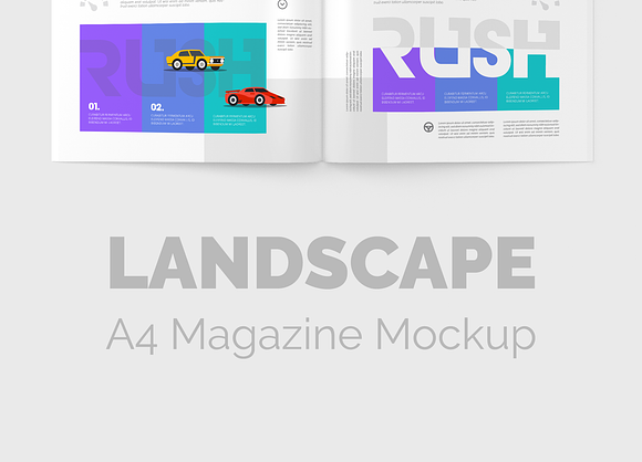 A4 Landscape Magazine Mock-Up in Print Mockups - product preview 2