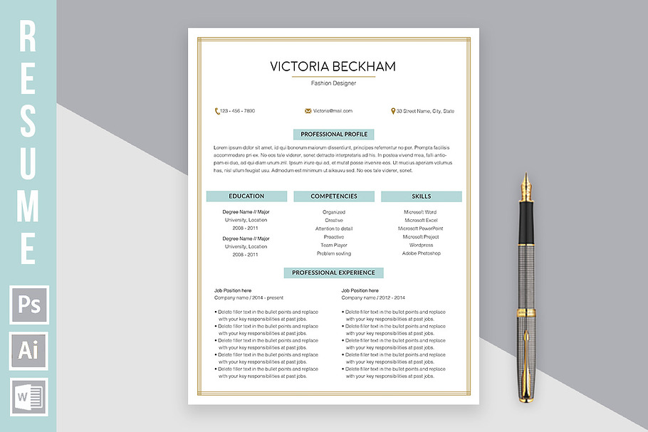 Resume Template "Victoria Beckham"