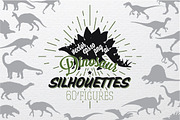 Set of 60 silhouettes dinosaurs