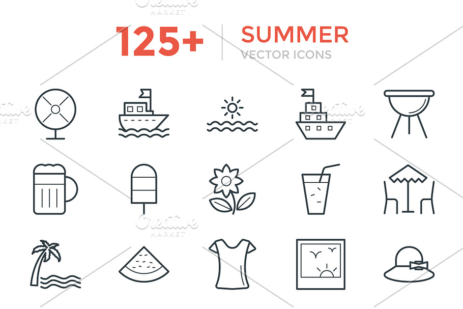 125+ Summer Vector Icons