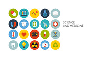 Flat icons set - Science & Medicine