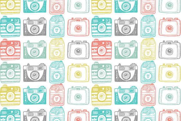 Hand drawn camera set +patterns in Camera Icons - product preview 2
