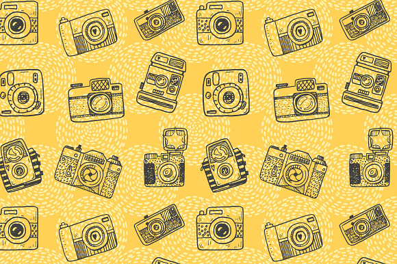 Hand drawn camera set +patterns in Camera Icons - product preview 4