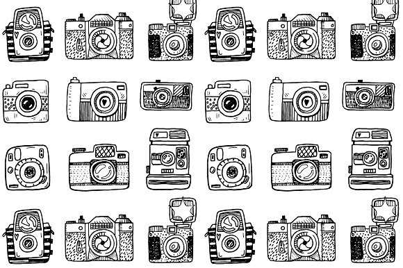 Hand drawn camera set +patterns in Camera Icons - product preview 5