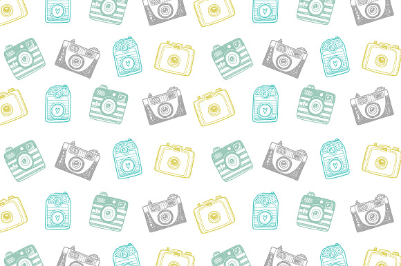 Hand drawn camera set +patterns in Camera Icons - product preview 7