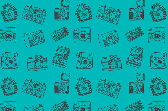 Hand drawn camera set +patterns in Camera Icons - product preview 8