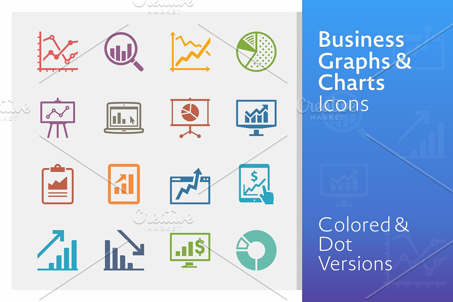 Colored Business Graphs & Charts