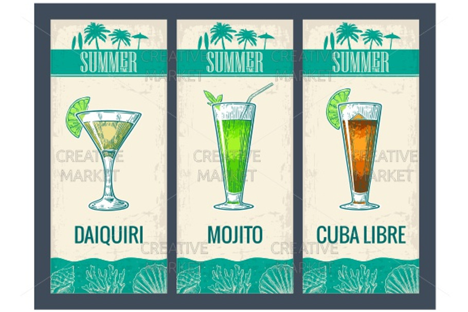 Alcohol cocktail set for menu in Illustrations - product preview 8