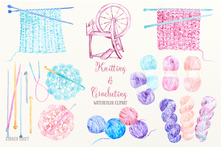 Watercolor Knitting and Crocheting