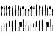 Silhouette kitchenware icon set 3