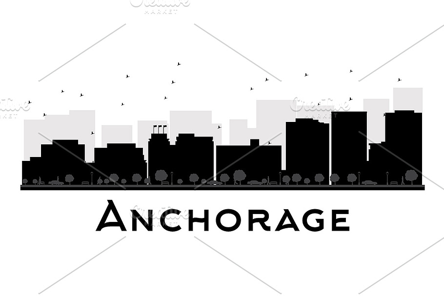 Anchorage City skyline silhouette in Illustrations - product preview 8