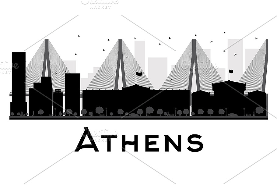 Athens City skyline silhouette in Illustrations - product preview 8