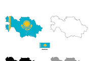 Kazakhstan country silhouettes
