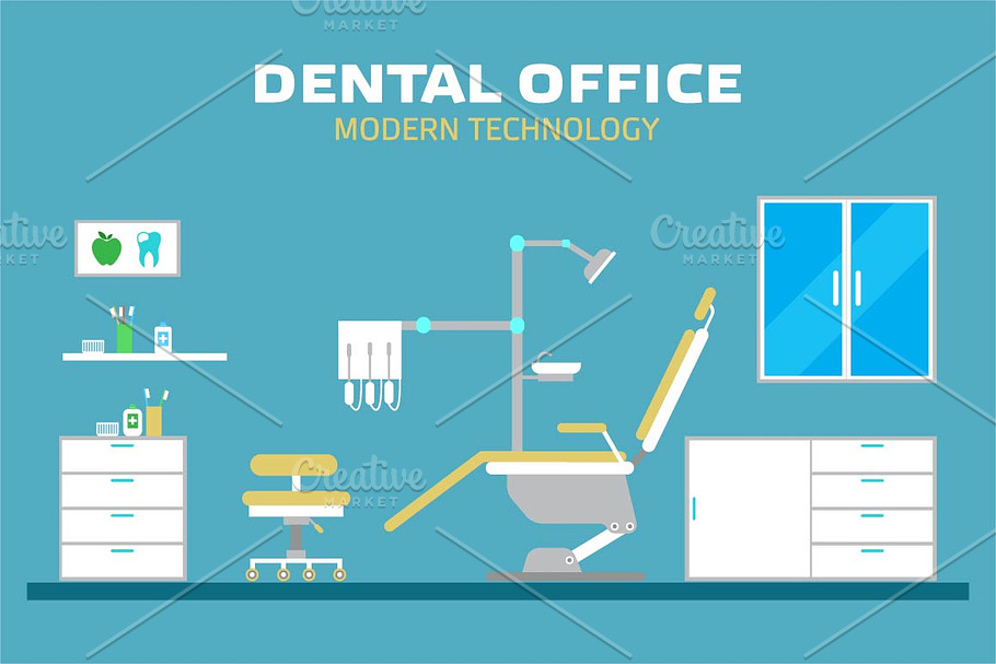Dental office, flat illustration in Objects - product preview 8