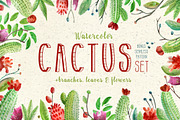 Watercolor Cactus & Florals Set