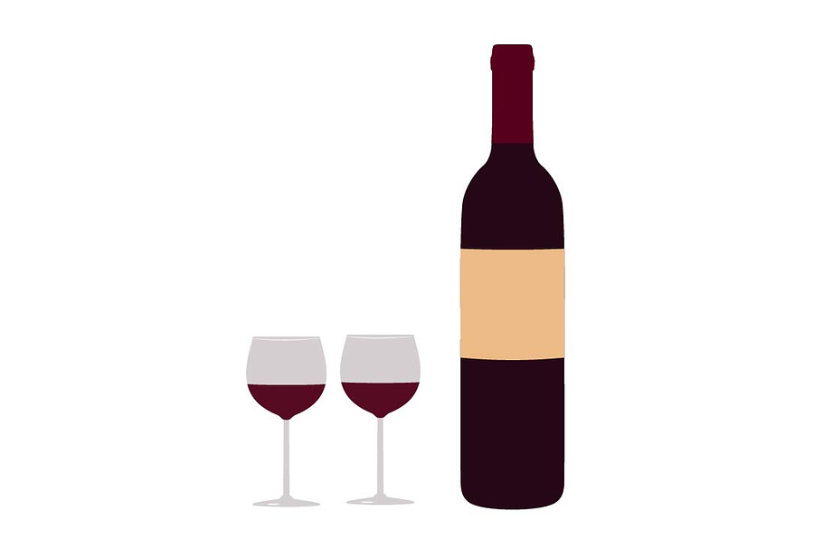 Wine bottle and glasses clip art in Objects - product preview 8