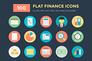 100 Flat Finance Vector Icons