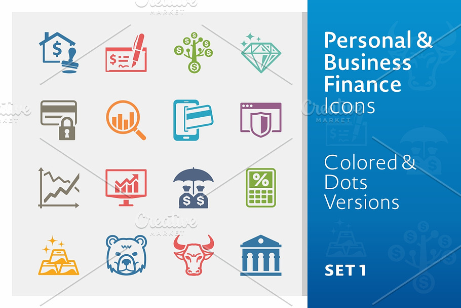 Colored Business Finance Icons 1