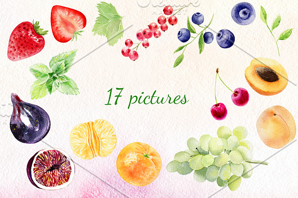 Watercolor fruit set in Illustrations - product preview 5