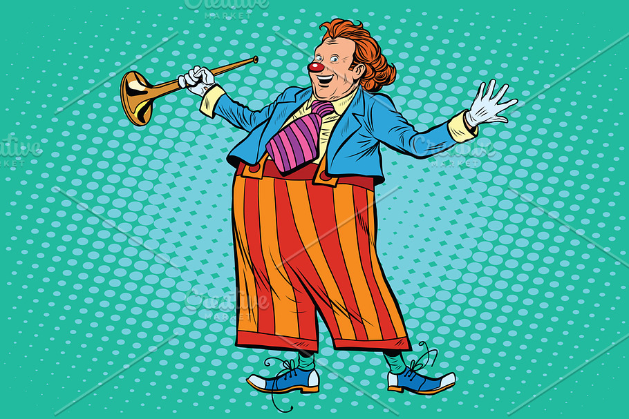 Circus clown in bright clothes in Illustrations - product preview 8