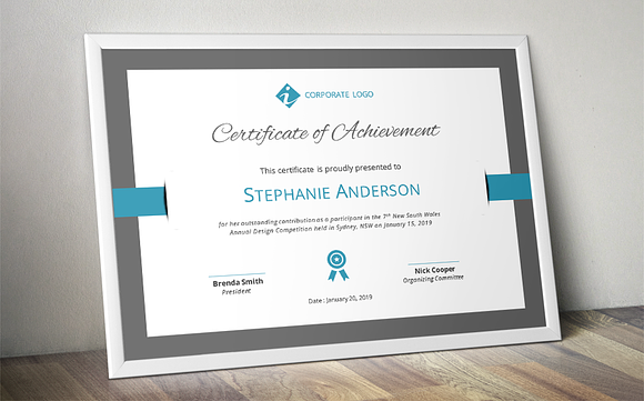 Elegant certificate template (docx) in Stationery Templates - product preview 1