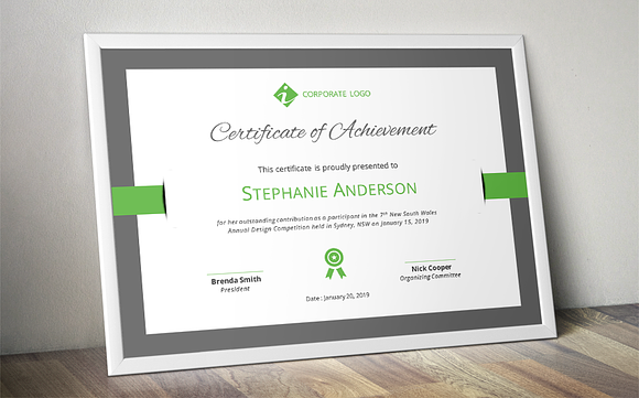 Elegant certificate template (docx) in Stationery Templates - product preview 3