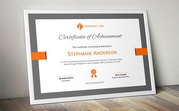 Elegant certificate template (docx) in Stationery Templates - product preview 4