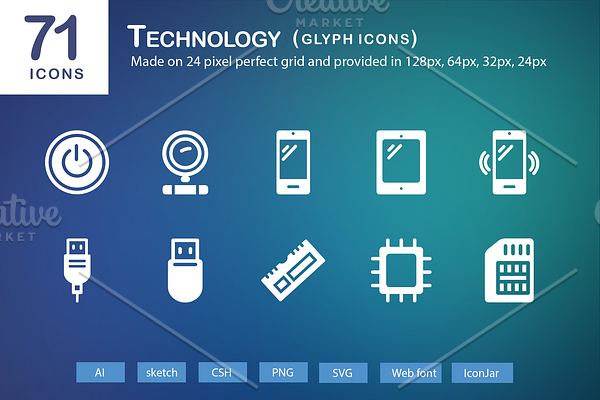 71 Technology Glyph Icons