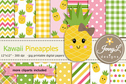 Kawaii Pineapples Digital Paper