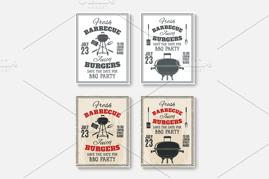 Barbecue party posters.