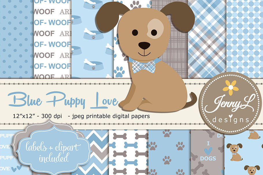 Boy Puppy Dog Digital Paper