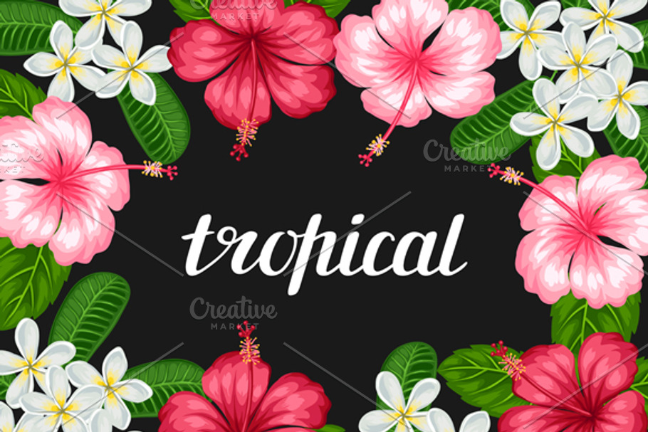 Cards with tropical flowers. in Postcard Templates - product preview 8