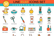 36 Beauty & cosmetics line flat icon