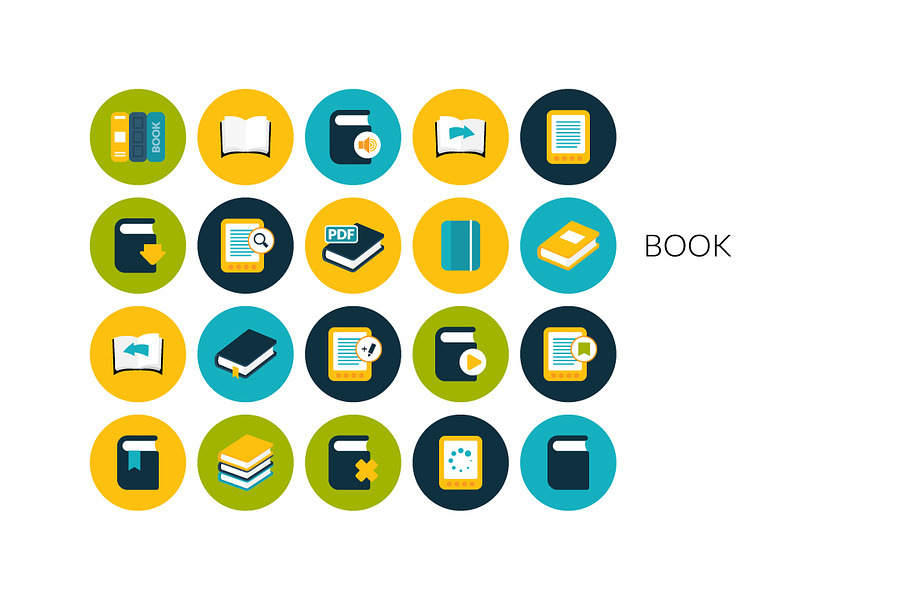 Flat icons set - Book in Book Icons - product preview 8