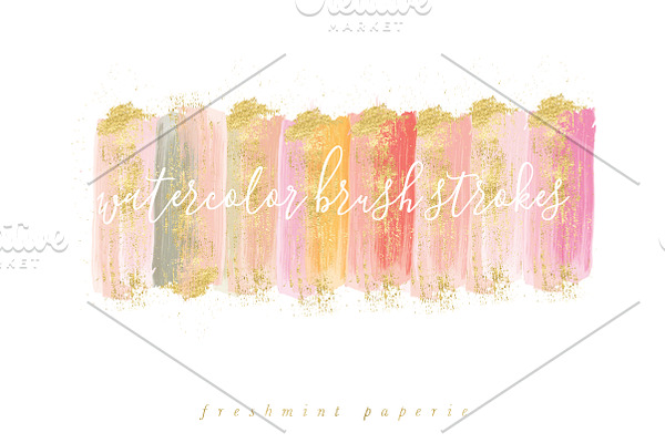pink & gold watercolor brush strokes
