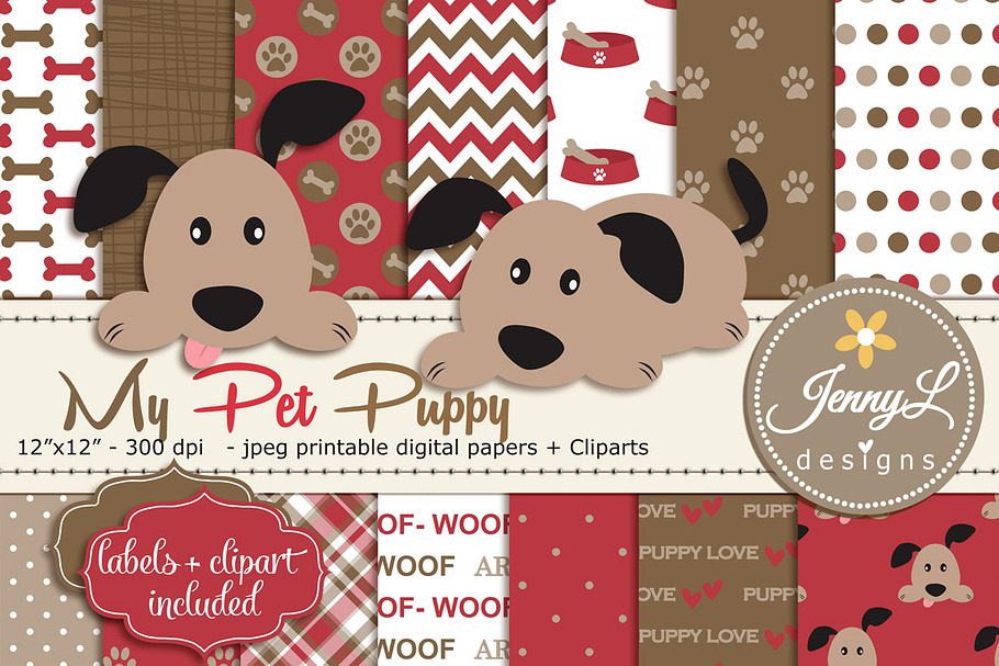 Puppy Dog Digital Papers