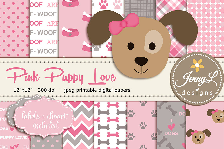 Girl Puppy Dog Digital Paper