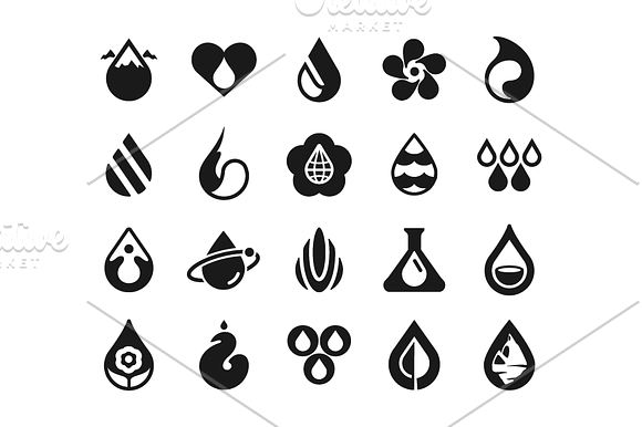 Water Drops. 20 Logo Templates. in Templates - product preview 1