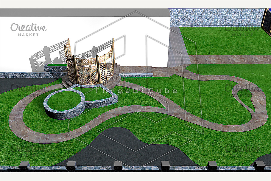Multi level landscaping, 3d render
