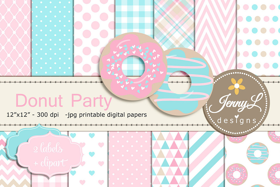 Donut Digital Paper & Clipart Girl