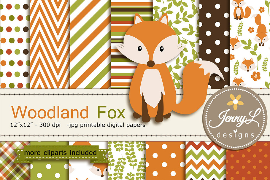 Fox Digital Paper and Clipart